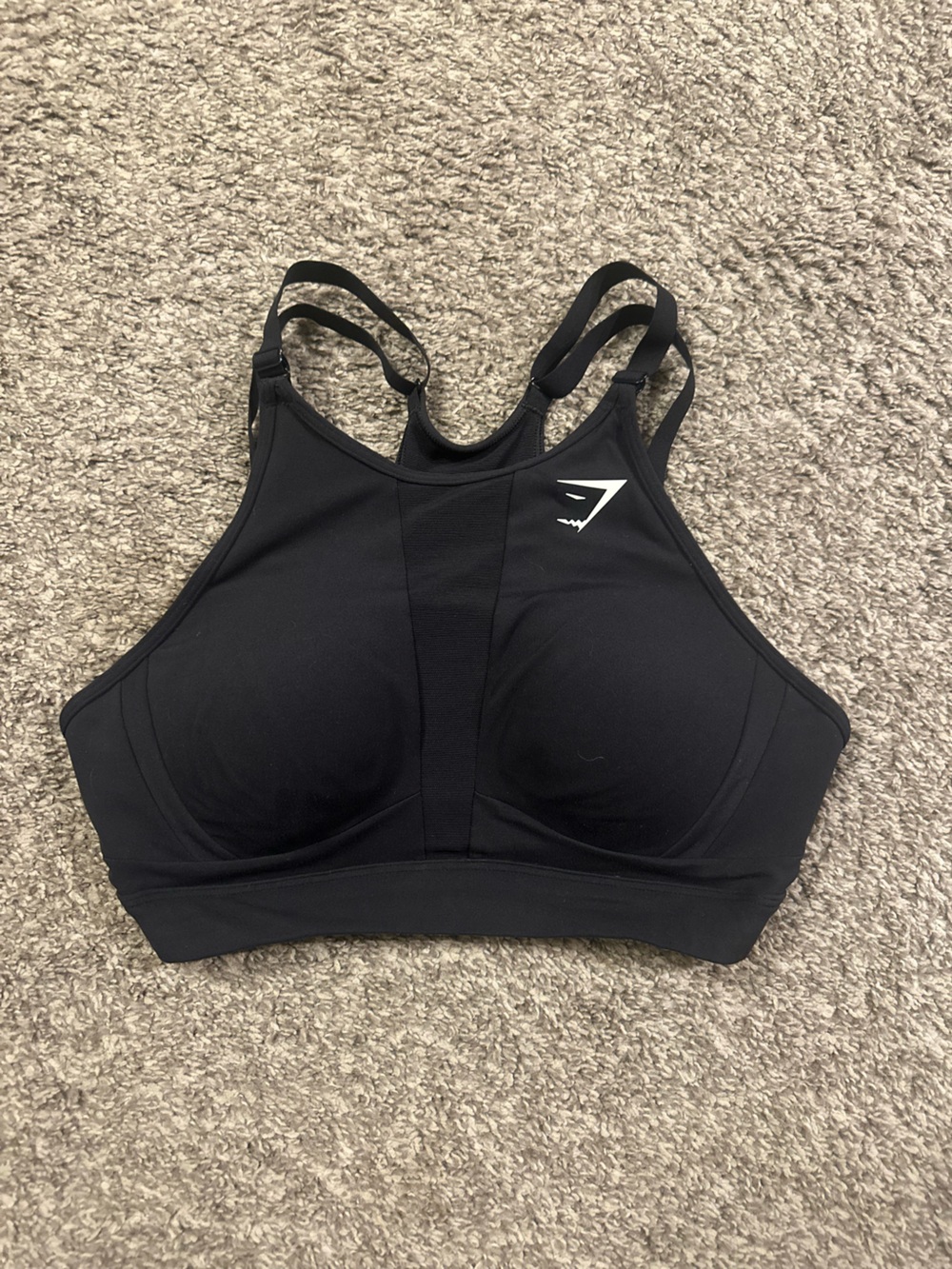 Gymshark Black High-Support Padded Sports Bra with Logo